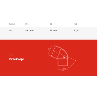 KROP Kolano rury rynnowej kwadratowej 80x80 mm - 67 st.